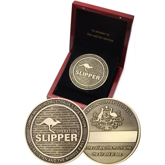 Operation Slipper 85mm Medallion in Timber Box - Cadetshop