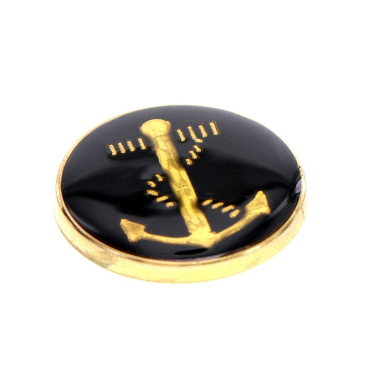 Gold Anchor With Black Enamel Button - Cadetshop