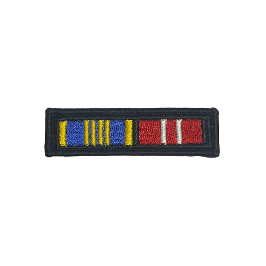Embroidered Ribbon Bar Patch 3 Ribbon on PU Leather