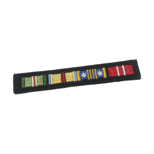Embroidered Ribbon Bar Patch 3 Ribbon on PU Leather