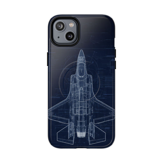 F-35 Blueprint Tech Drawing Phone Case Air Force Collection - Cadetshop