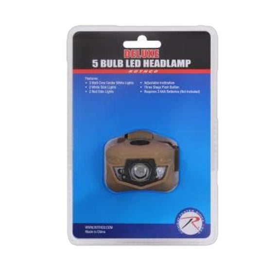 5 Bulb LED Headlamp Red Light - Cadetshop