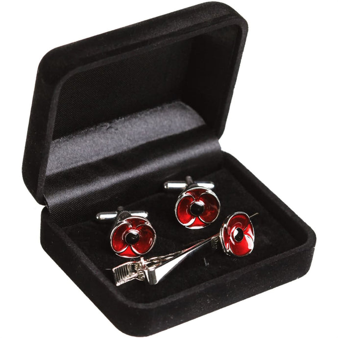 Poppy Recollections Tie Bar & Cufflink Set - Cadetshop