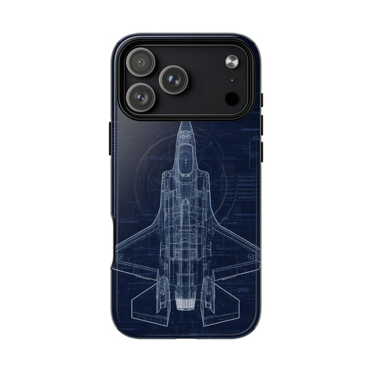 F-35 Blueprint Tech Drawing Phone Case Air Force Collection - Cadetshop
