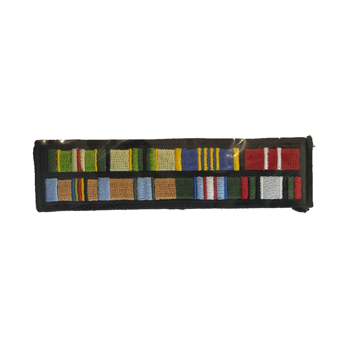 Embroidered Ribbon Bar Patch 8 Ribbon on PU Leather