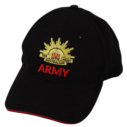 Army Cap Australia Black and Red Rising Sun