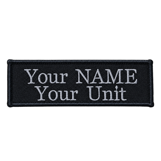 Custom Embroidered Police First Responder ILAV Style Name Tag 100 x 30 mm 2 Line Times Font