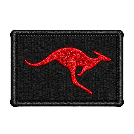 Skippy Kangaroo Patch Military Patch Insignia Red on Black