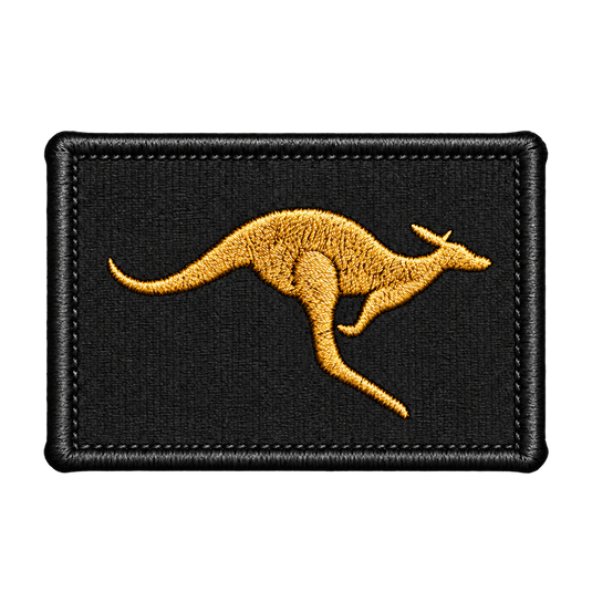 Skippy Kangaroo Patch Military Patch Insignia Gold on Black