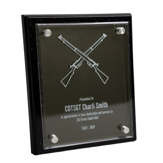 Custom Presentation Plaque Cross Rifle Marksman Acrylic