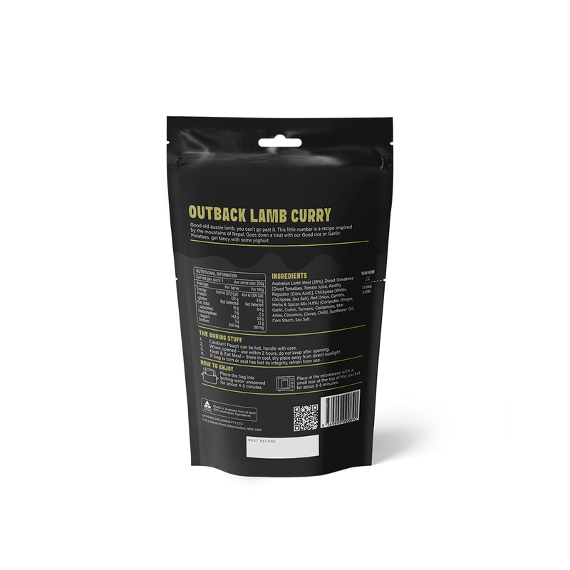 Load image into Gallery viewer, Rations Meal Ready to Eat Single Serve MRE Offgrid Ranchers Outback Lamb Curry
