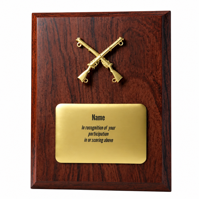 Load image into Gallery viewer, Custom Presentation Plaque Marksman Gold Cross Rifles - Cadetshop
