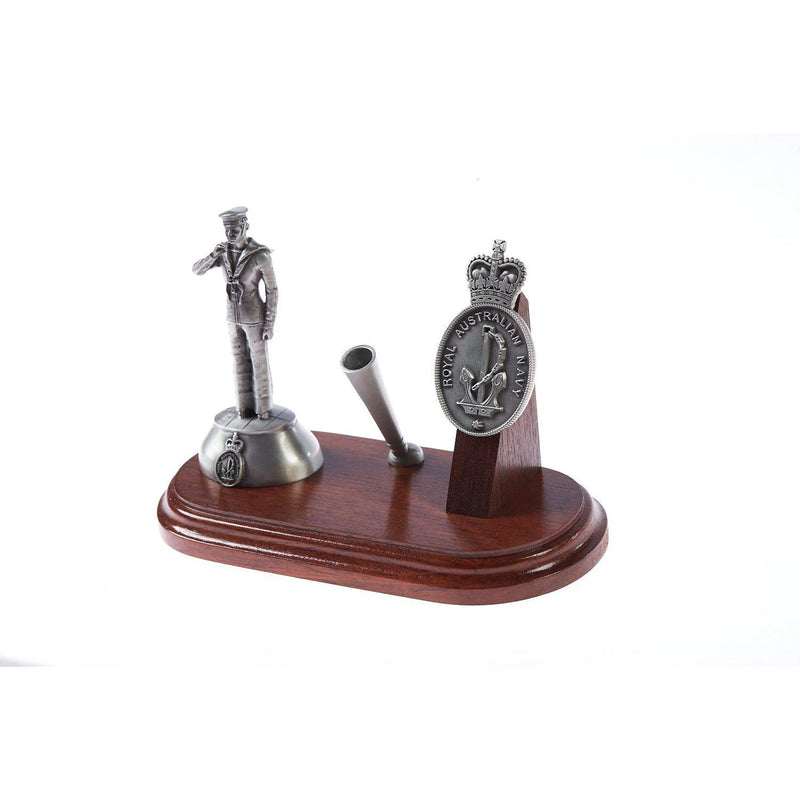 Load image into Gallery viewer, Desk Set Pewter Royal Australian Navy Desk Set with Sailor - Cadetshop
