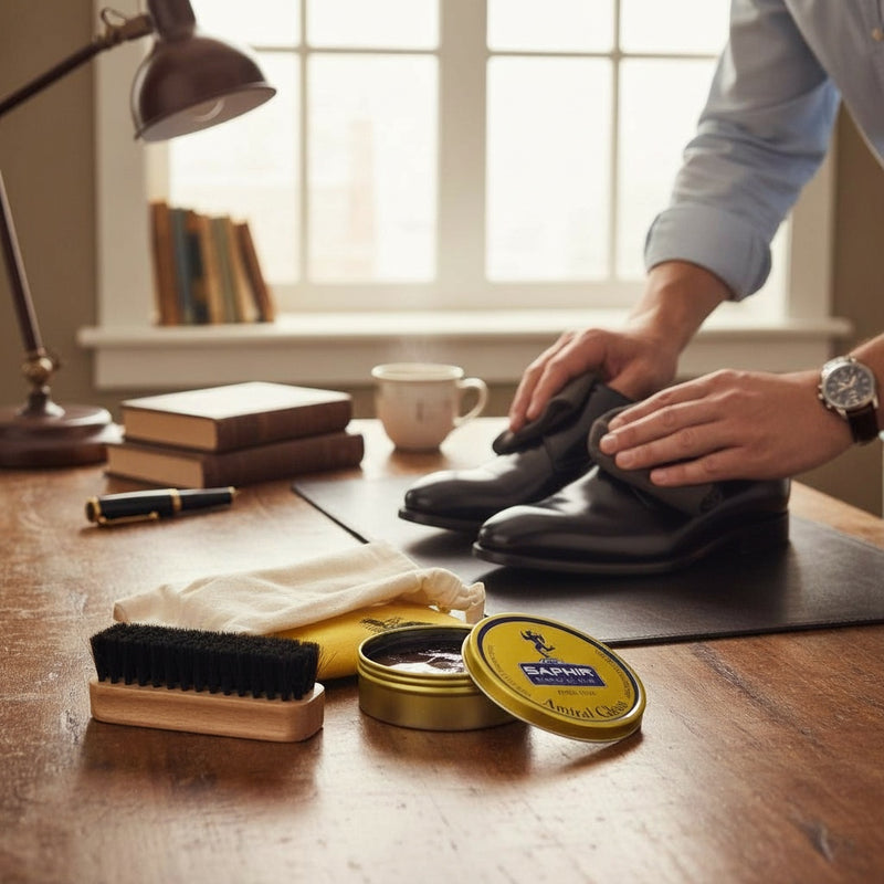 Load image into Gallery viewer, Shoe Polish Kit with Saphir Amiral Gloss Prestige Shoe Polish

