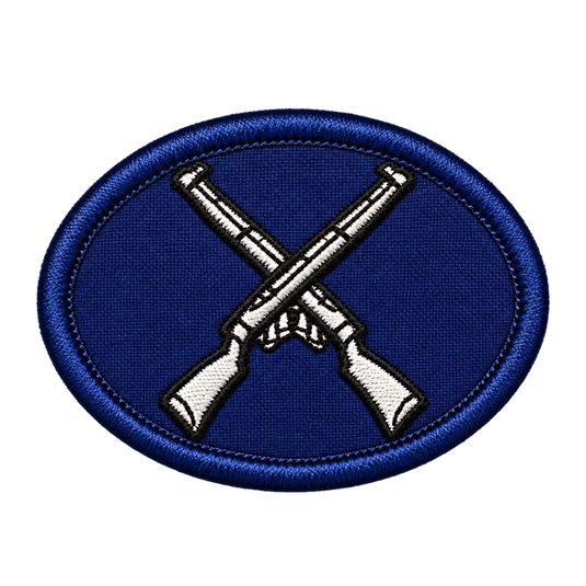 Embroidered Australian Made Cross Rifle Patch on Blue