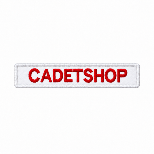 Custom Embroidered Personalised Name Tag Red on White Physical Training Instructor