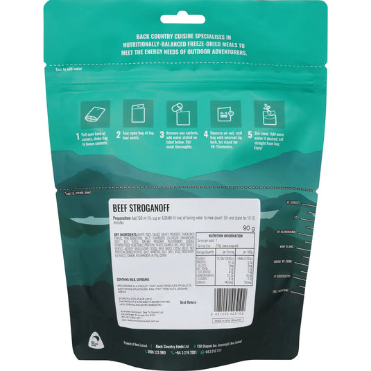 Back Country Freeze Dried Camp Rations Meal - Beef Stroganoff - Cadetshop