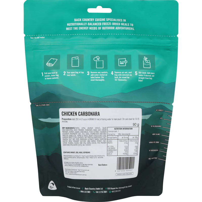 Load image into Gallery viewer, Back Country Freeze Dried Camp Rations Meal - Creamy Carbonara - Cadetshop
