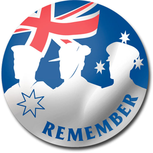 Commemoration Remember Round Mylar Sticker 90mm - Cadetshop
