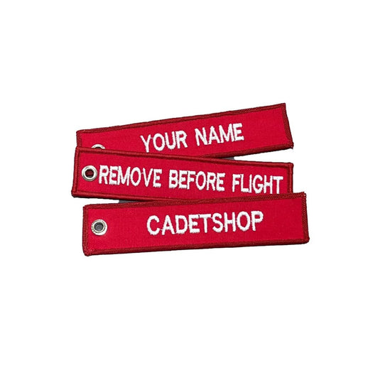 Custom Embroidered Personalised Key Tag Remove Before Flight - Cadetshop