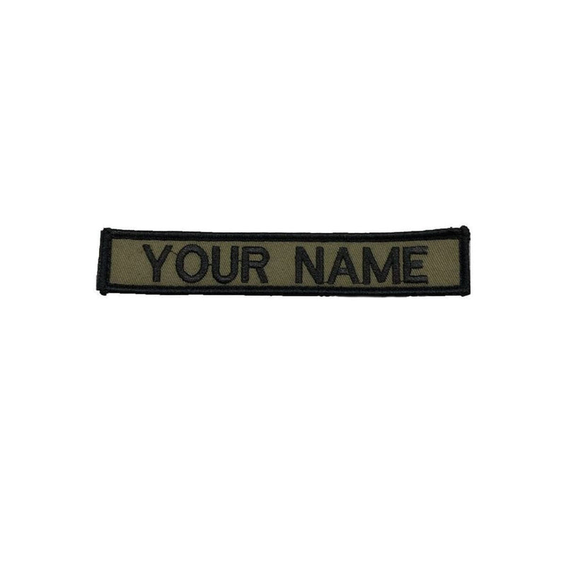 Load image into Gallery viewer, Custom Embroidered Personalised Name Tag Black on Olive - Cadetshop
