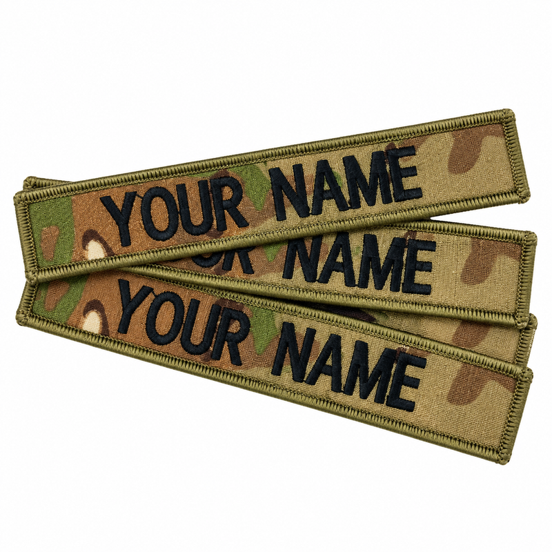 Load image into Gallery viewer, Custom Embroidered Personalised Name Tag Multicam 25 x 150 mm
