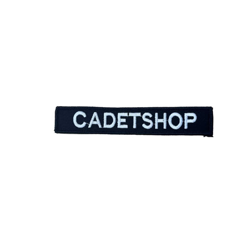 Custom Embroidered Personalised Name Tag White on Black - Cadetshop