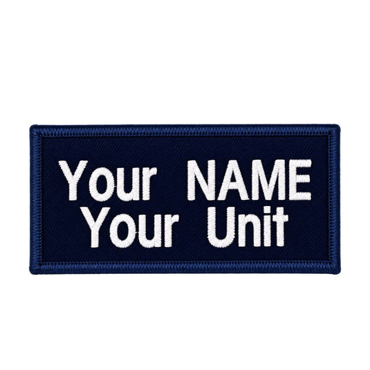 Custom Embroidered Police First Responder ILAV Style Name Tag 100 x 50 mm 2 Line