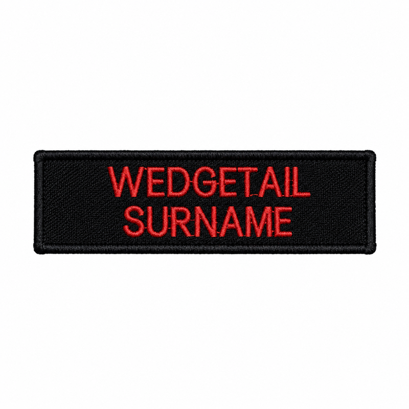 Load image into Gallery viewer, Custom Embroidered Responder Name Tag Red on Black 25 x 90
