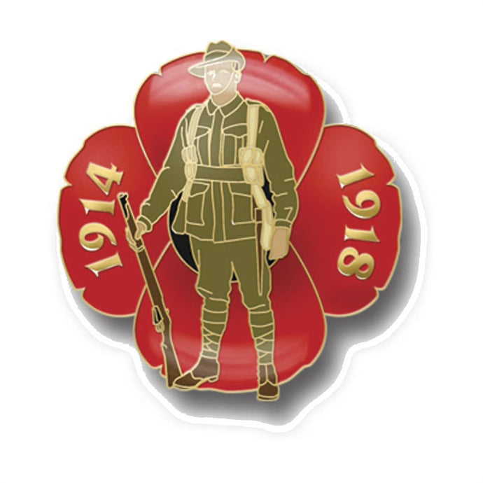 Great War Digger Poppy Badge on Card Lapel Pin - Cadetshop