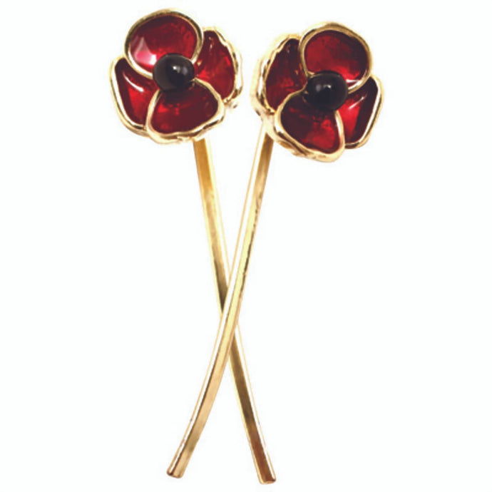 Gallipoli Centenary Poppy Stem Earrings - Cadetshop