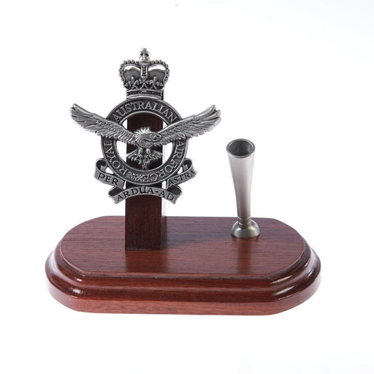 Desk Set Pewter Royal Australian Air Force Single Pen Desk Set - Cadetshop