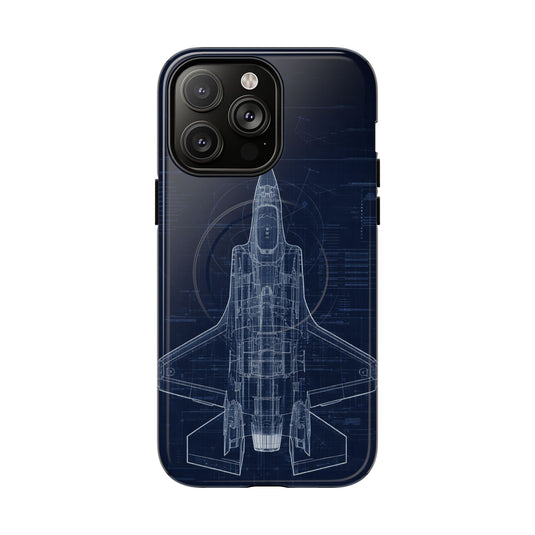 F-35 Blueprint Tech Drawing Phone Case Air Force Collection - Cadetshop