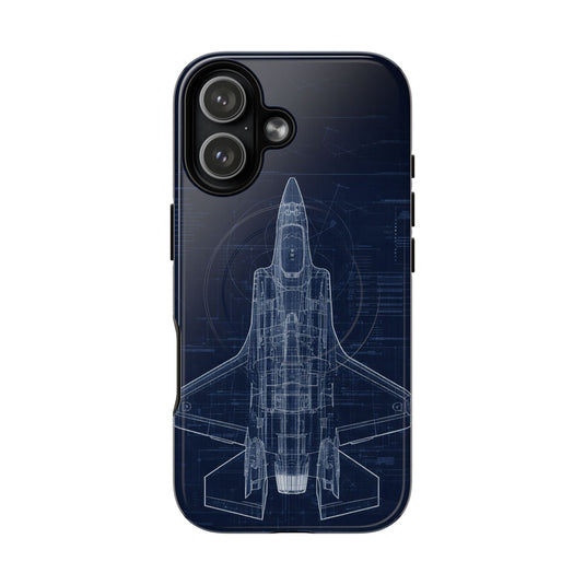 F-35 Blueprint Tech Drawing Phone Case Air Force Collection - Cadetshop