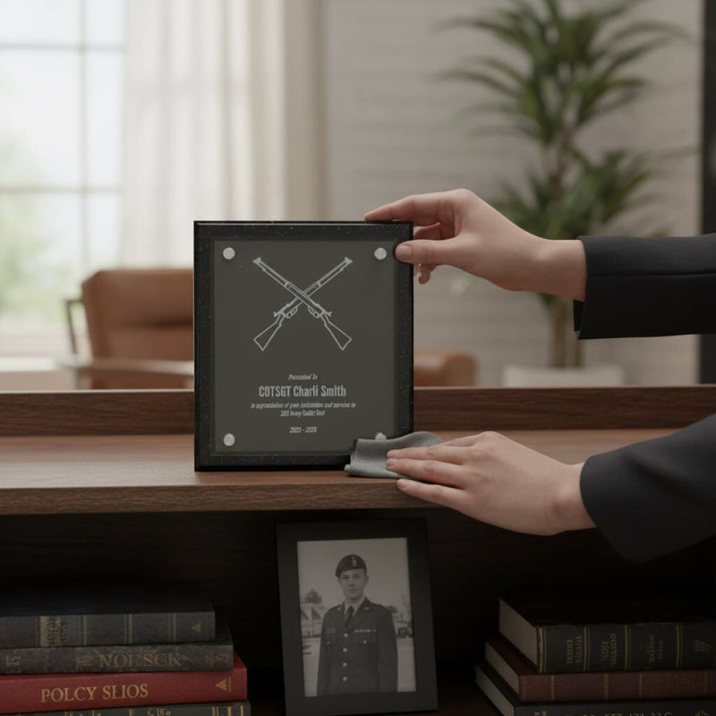 Load image into Gallery viewer, Custom Presentation Plaque Cross Rifle Marksman Acrylic
