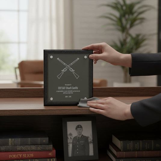 Custom Presentation Plaque Cross Rifle Marksman Acrylic