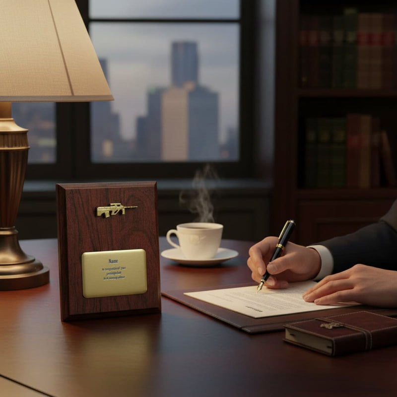 Load image into Gallery viewer, Custom Presentation Plaque Marksman Gold Steyr - Cadetshop
