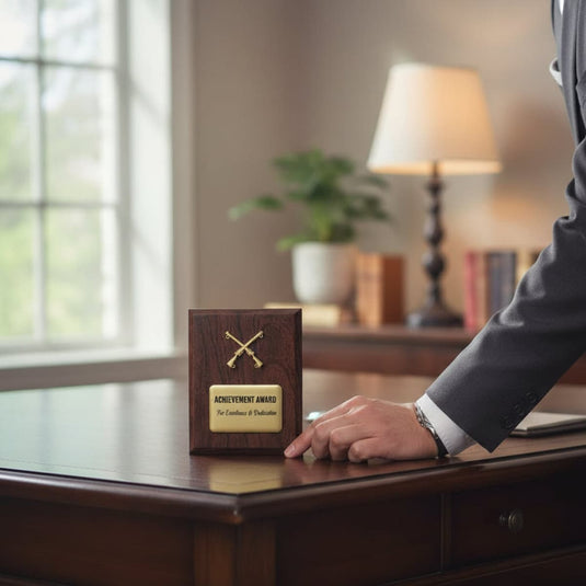 Custom Presentation Plaque Marksman Gold Cross Rifles - Cadetshop