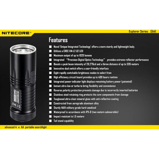 Nitecore EA41 1020 Lumens - Cadetshop