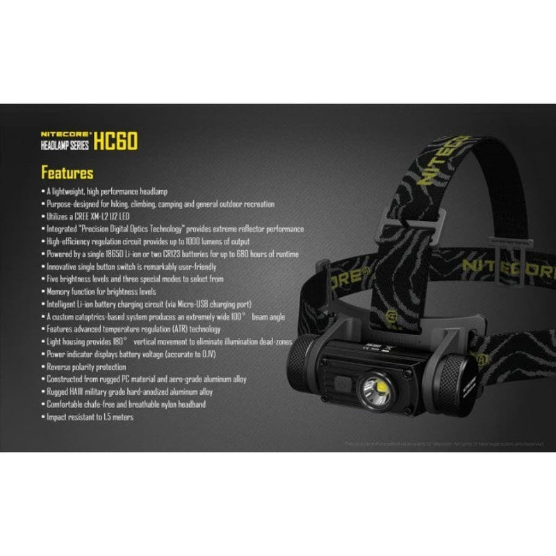 Load image into Gallery viewer, Nitecore HC60V2  1200 Lumens - Cadetshop
