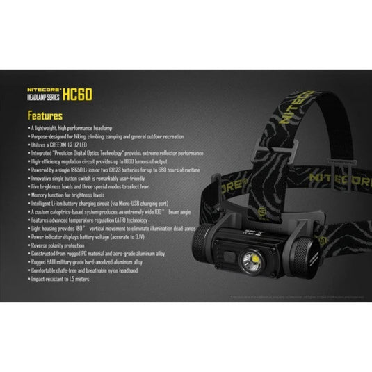 Nitecore HC60V2  1200 Lumens - Cadetshop