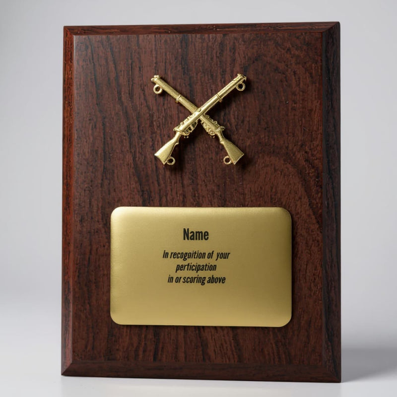Load image into Gallery viewer, Custom Presentation Plaque Marksman Gold Cross Rifles - Cadetshop
