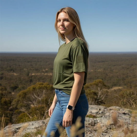 Quick Dry Olive 4 Way Stretch with Hook and Loop Shoulder Patch - Cadetshop