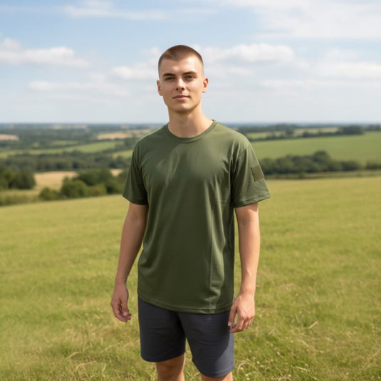 Quick Dry Olive 4 Way Stretch with Hook and Loop Shoulder Patch - Cadetshop