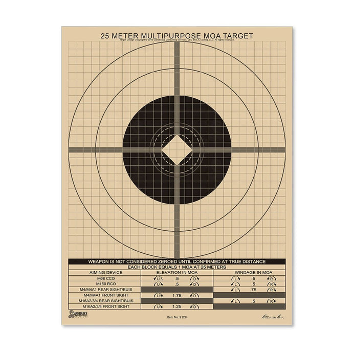 Rite in the Rain 8.5 x 11 25M True MOA Zeroing Target Multipurpose 100 Sheet - Cadetshop