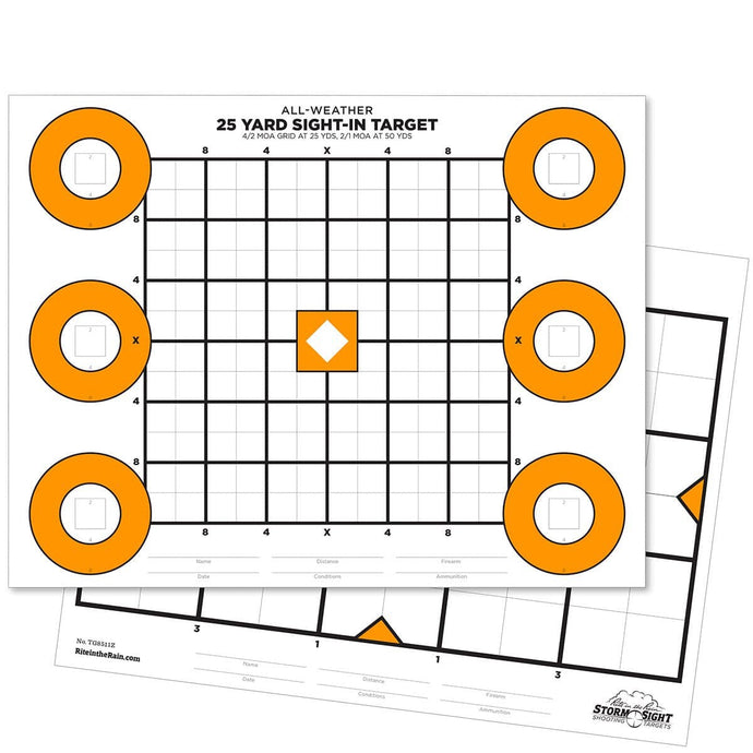 Rite in the Rain 8.5 X 11 Zeroing Target 25 Sheet White / Orange - Cadetshop