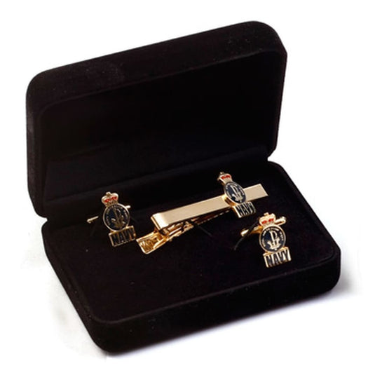 Royal Australian Navy RAN Cuff Links and Tie Bar w Box - Cadetshop