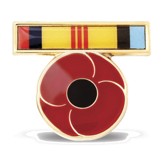 Vietnam Logistic & Support Ribbon Poppy Lapel Pin - Cadetshop